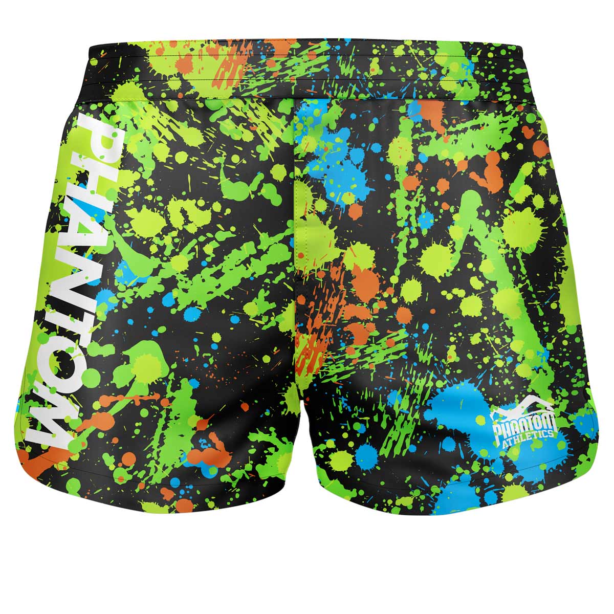 Die Fightshorts FUSION Splatter Black Neon sind speziell für Kampfsportarten wie MMA, BJJ und Muay Thai entwickelt und bieten durch elastischen Bund und Kordelzug stabilen Halt. Das schwarze Design mit neonfarbenem Splatter-Muster sorgt für einen auffälligen Look in Training und Wettkampf.