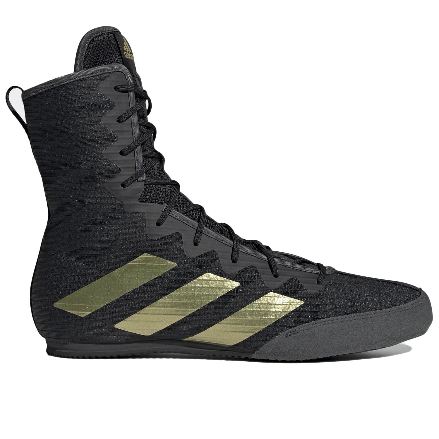 Chaussures de boxe ADIDAS Box Hog 4 Noir Or Chaussure professionnelle pour boxeurs PHANTOM ATHLETICS