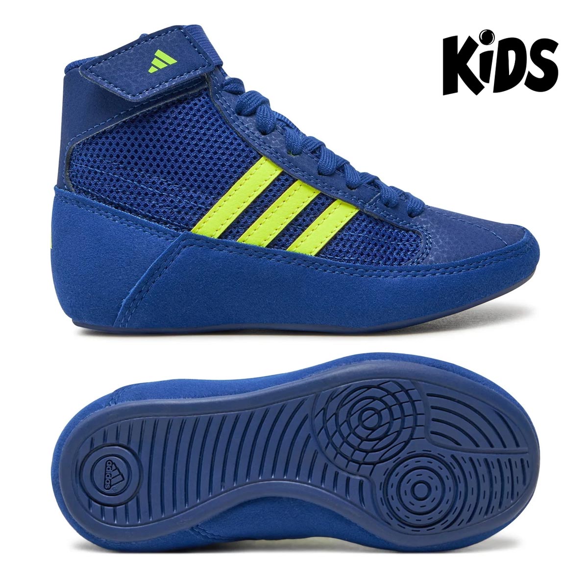 Adidas Ringerschuhe für Kinder - Super Qualität und Stabilität auf der Matte. In der Farbe Blau/Gelb. Code: 7637