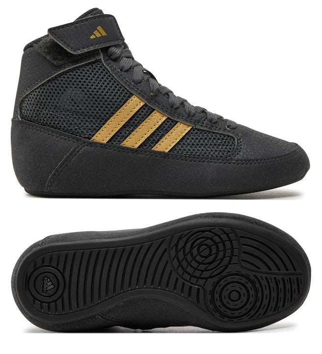 Adidas Ringerschuh für Kinder in schwarz/gold. Super Qualität und Passform speziell für Kinderfüße. Code: 6872