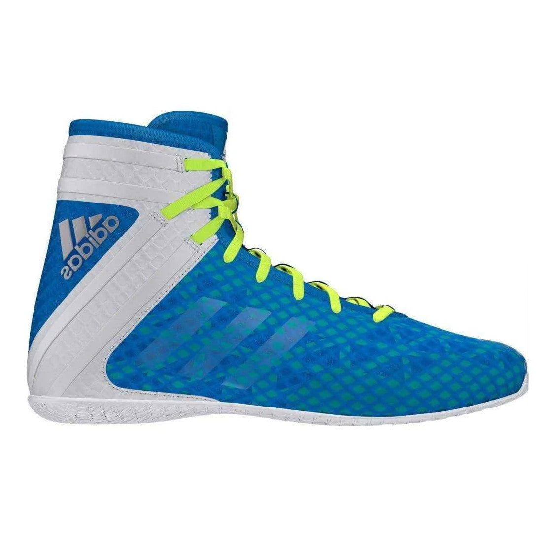 Adidas Speedex 18 Blau/Neon – Leichter und atmungsaktiver Boxschuh für schnelle Bewegungen und maximale Agilität im Ring. Entwickelt für Boxer, die auf Geschwindigkeit und Stabilität setzen, mit rutschfester Sohle und seitlichen Verstärkungen.