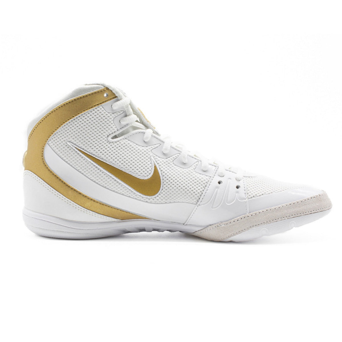 Nike Freek Weiß/Gold – Hochwertiger Ringerschuh mit leichtem Design und optimaler Bewegungsfreiheit. Perfekt für dynamische Leistung auf der Matte.