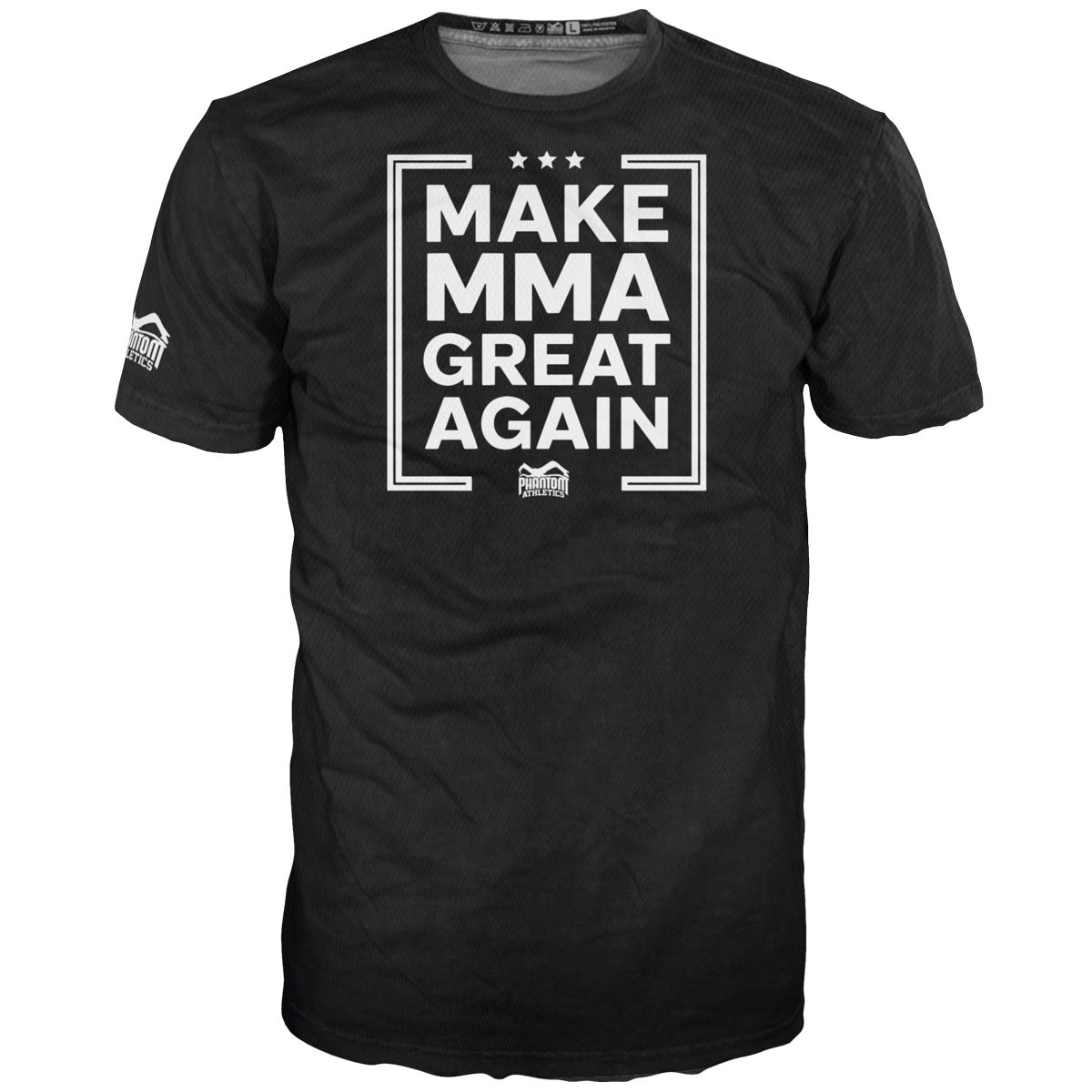 Leichtes und funktionelles Trainingsshirt von Phantom Athletics in Schwarz mit "Make MMA Great Again"-Print, ideal für intensive MMA- und Kampfsporteinheiten. Atmungsaktives Material sorgt für maximalen Komfort.