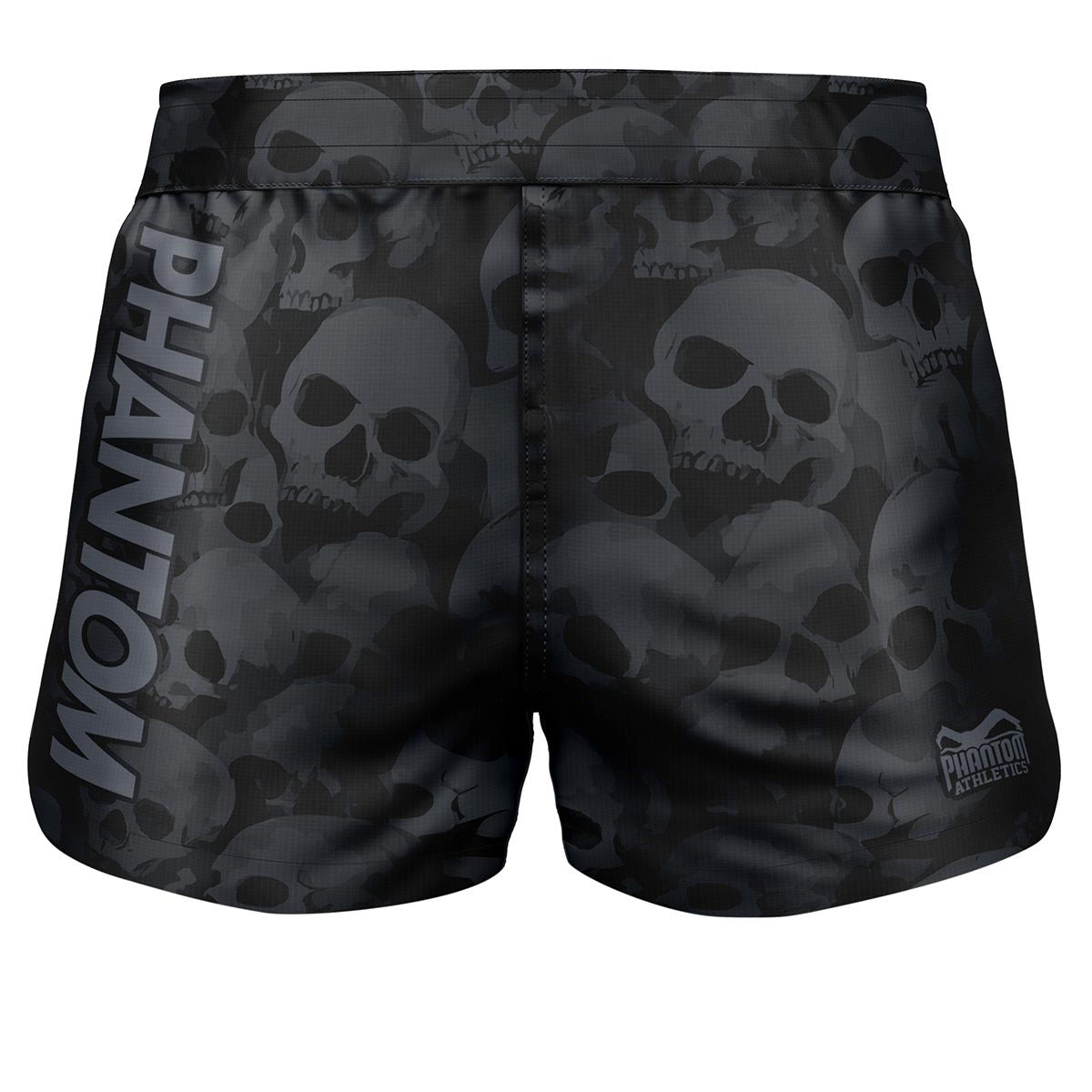 Phantom Athletics FUSION-R MGS Skull Camo Fightshorts mit Totenkopf-Camo-Design, entwickelt für Kampfsportarten mit Ripstop-Gewebe, elastischem Bund und athletischem Schnitt für maximale Bewegungsfreiheit.