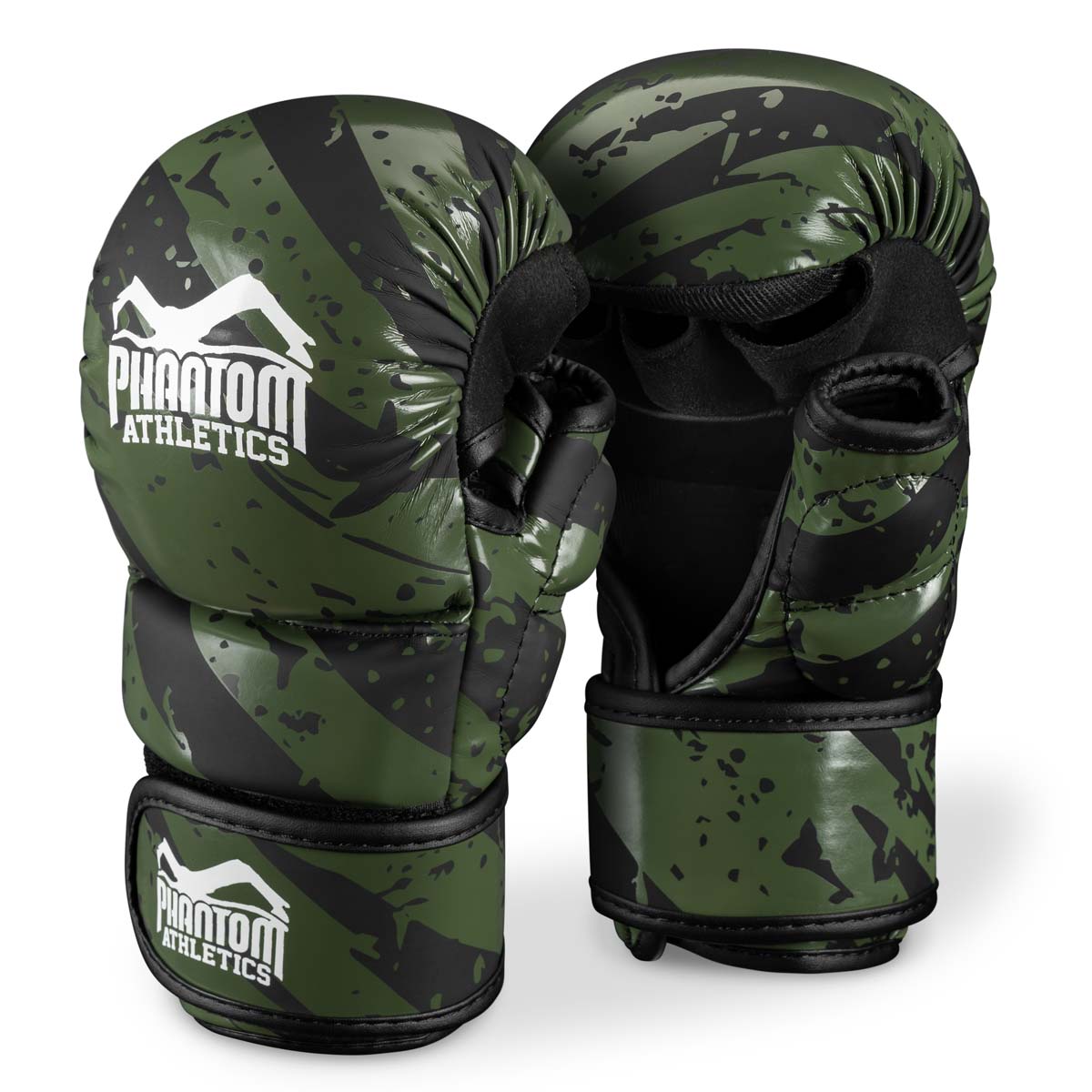 Phantom CAMO TIGER MMA Handschuhe im neuen grün/schwarzen Look. Höchste Qualität für Kampfsporttraining und Wettkampf. Egal ob MMA oder Muay Thai. 