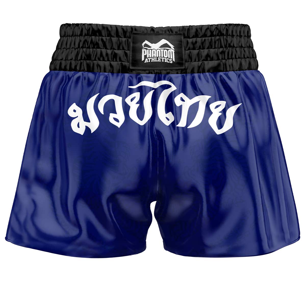 Die Phantom SAK YANT Muay Thai Shorts in Blau. Mit traditionellem thailändischen Design mit Tigern und Schriftzeichen. Ideal für dein Thaibox Training oder den Wettkampf.