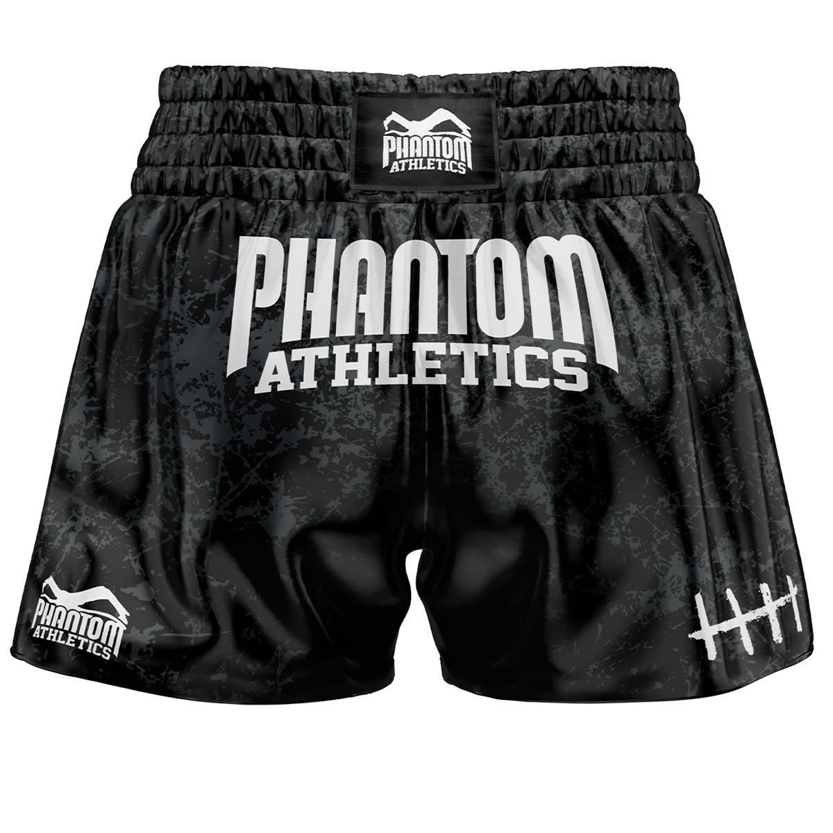 Phantom Muay Thai Shorts in dem beliebten Serious Design mit Smiley. Hochwertige Verarbeitung in thailändischer Qualität. Ideal für dein Thaibox Training und Wettkampf. 