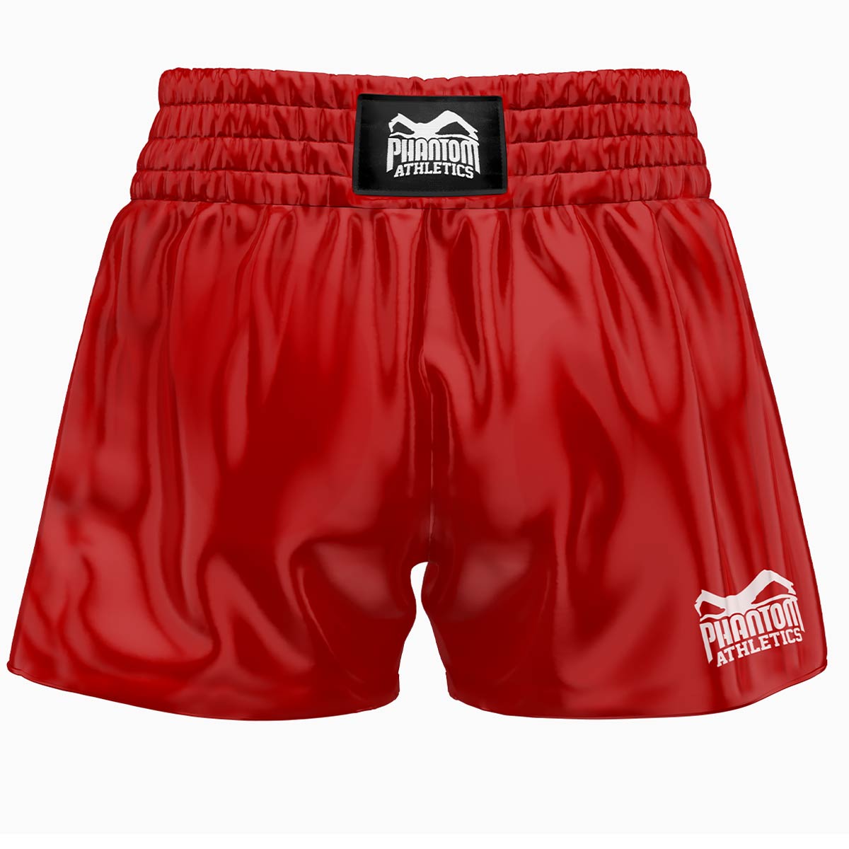 Die Phantom Muay Thai Shorts Team in rot. Oldschool Satin Stoff verleiht dir original Thailand Feeling. In gewohnter Phantom Athletics Qualität. Ideal für dein Thaibox Training und den Wettkampf.