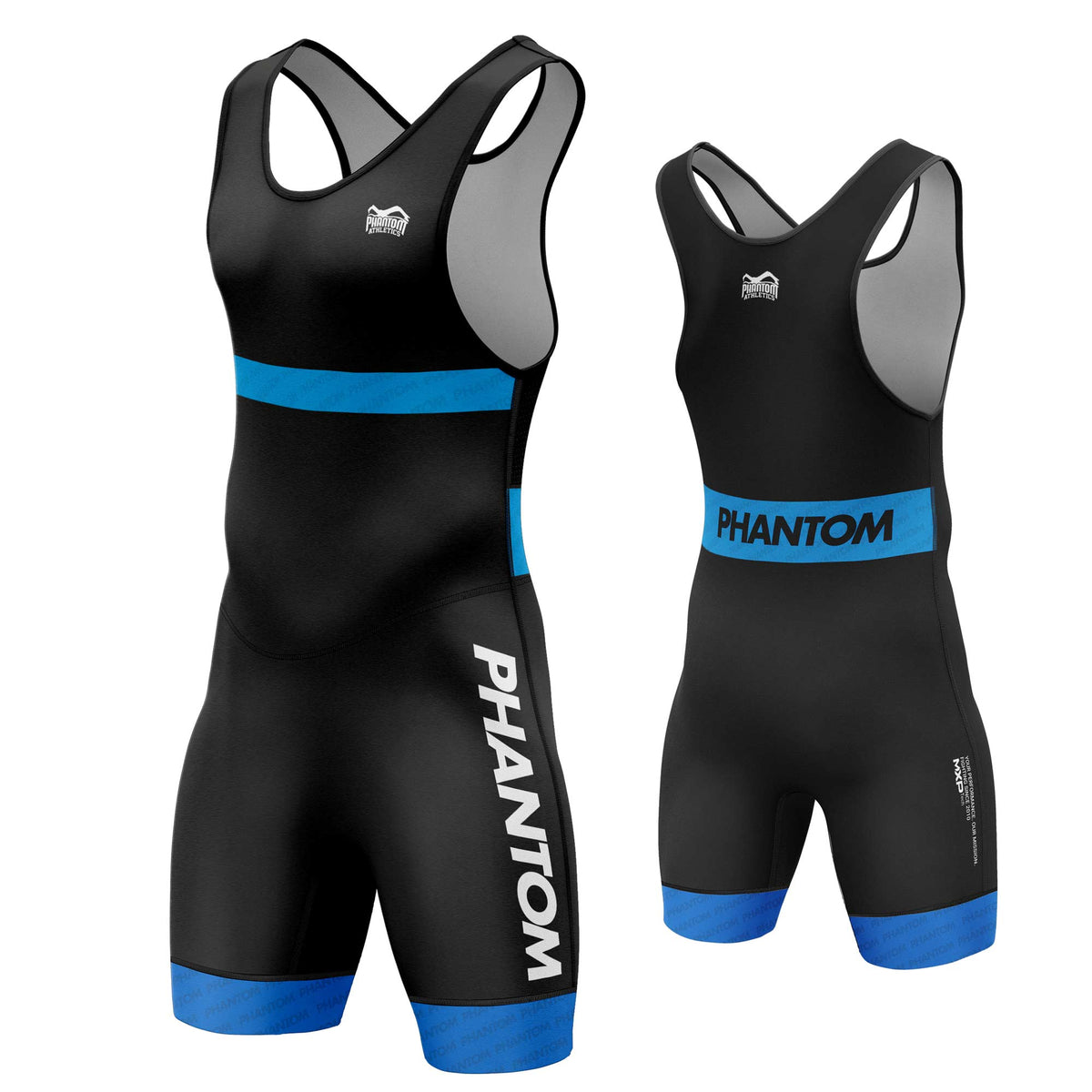 Phantom Ringer Trikot Set für Kinder in Schwarz/Blau. 
Perfekt für Ringer Wettkämpfe geeignet. Super Passform und Tragekomfort.