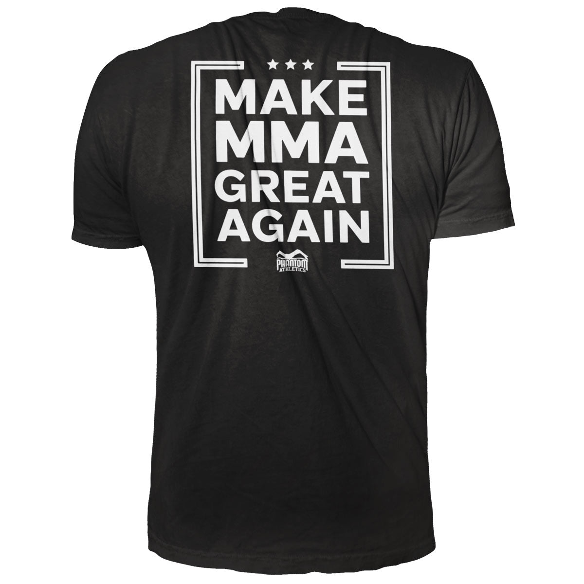 Schwarzes Phantom Athletics T-Shirt mit dem Statement "Make MMA Great Again", ideal für alle Kampfsportfans. Hergestellt aus weichem, strapazierfähigem Material für Training und Freizeit.