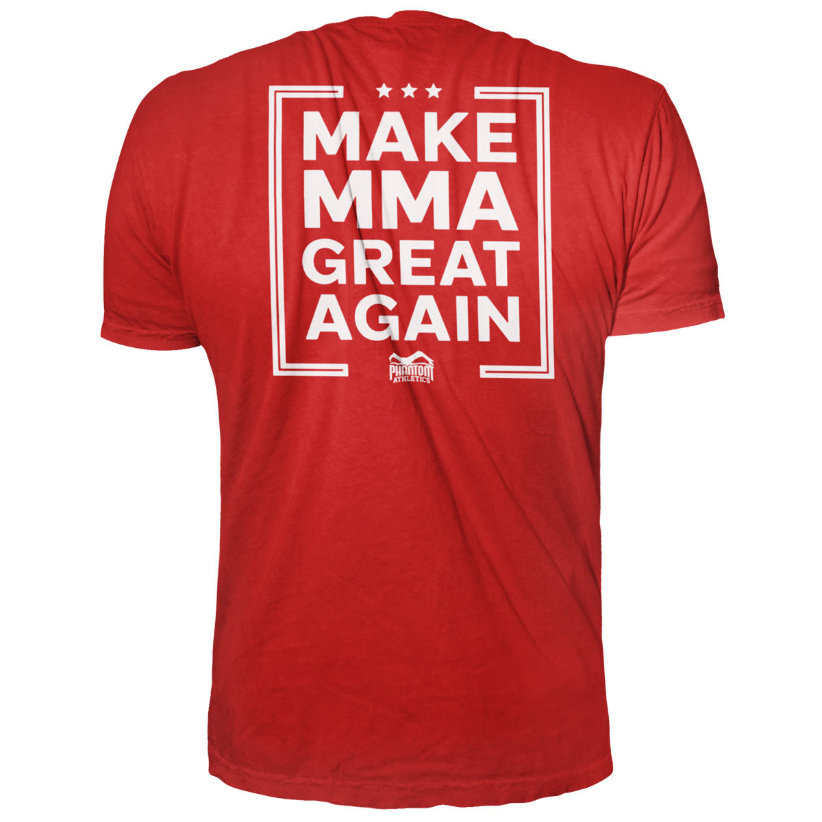 Hochwertiges rotes T-Shirt von Phantom Athletics mit dem auffälligen "Make MMA Great Again"-Slogan, perfekt für MMA-Enthusiasten und Kampfsportliebhaber. Atmungsaktives Material und moderner Schnitt für optimalen Komfort bei Training und Freizeit.