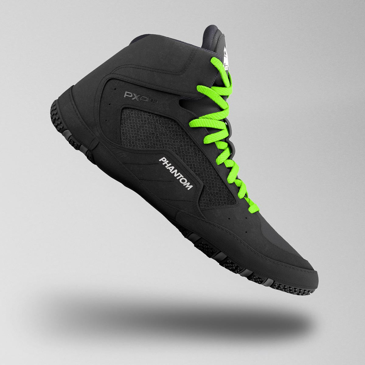 Phantom Athletics Ringerschuhe in Schwarz mit Neon-Grün, vereinen modernes Design mit hoher Funktionalität. Ideal für Kampfsportler, die auf Stabilität, Bewegungsfreiheit und einen dynamischen Look Wert legen.