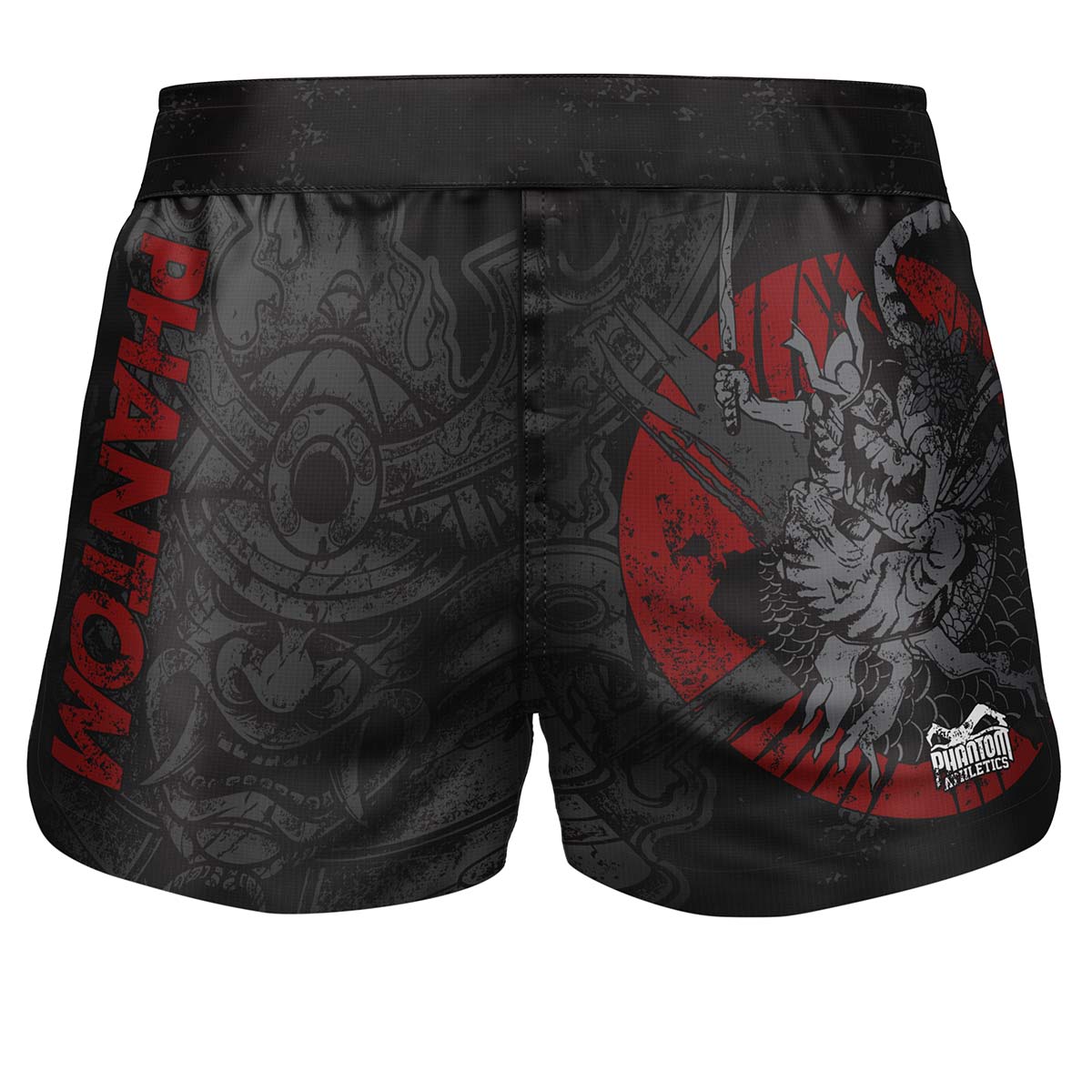 Phantom Athletics Fightshorts Fusion R Samurai, perfekt für MMA, Grappling und Kickboxen. Diese hochwertigen Shorts bieten maximale Bewegungsfreiheit und Komfort, kombiniert mit einem beeindruckenden Samurai-Design für intensives Training und Wettkämpfe.