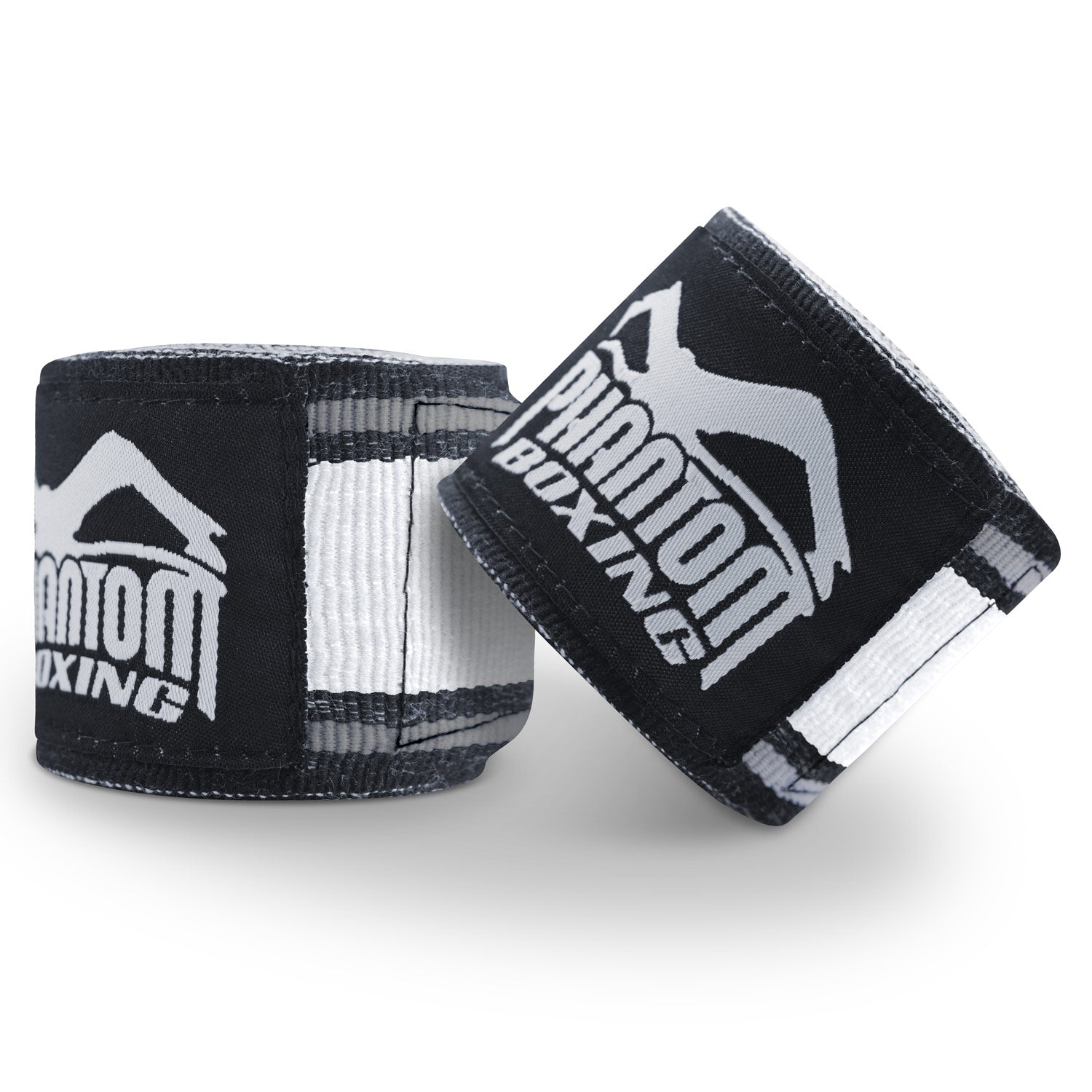 Phantom Boxbandagen für dein Kampfsporttraining.  Ideal für MMA, Muay Thai und Kickboxen. 450cm in den Farben Schwarz/Weiss.