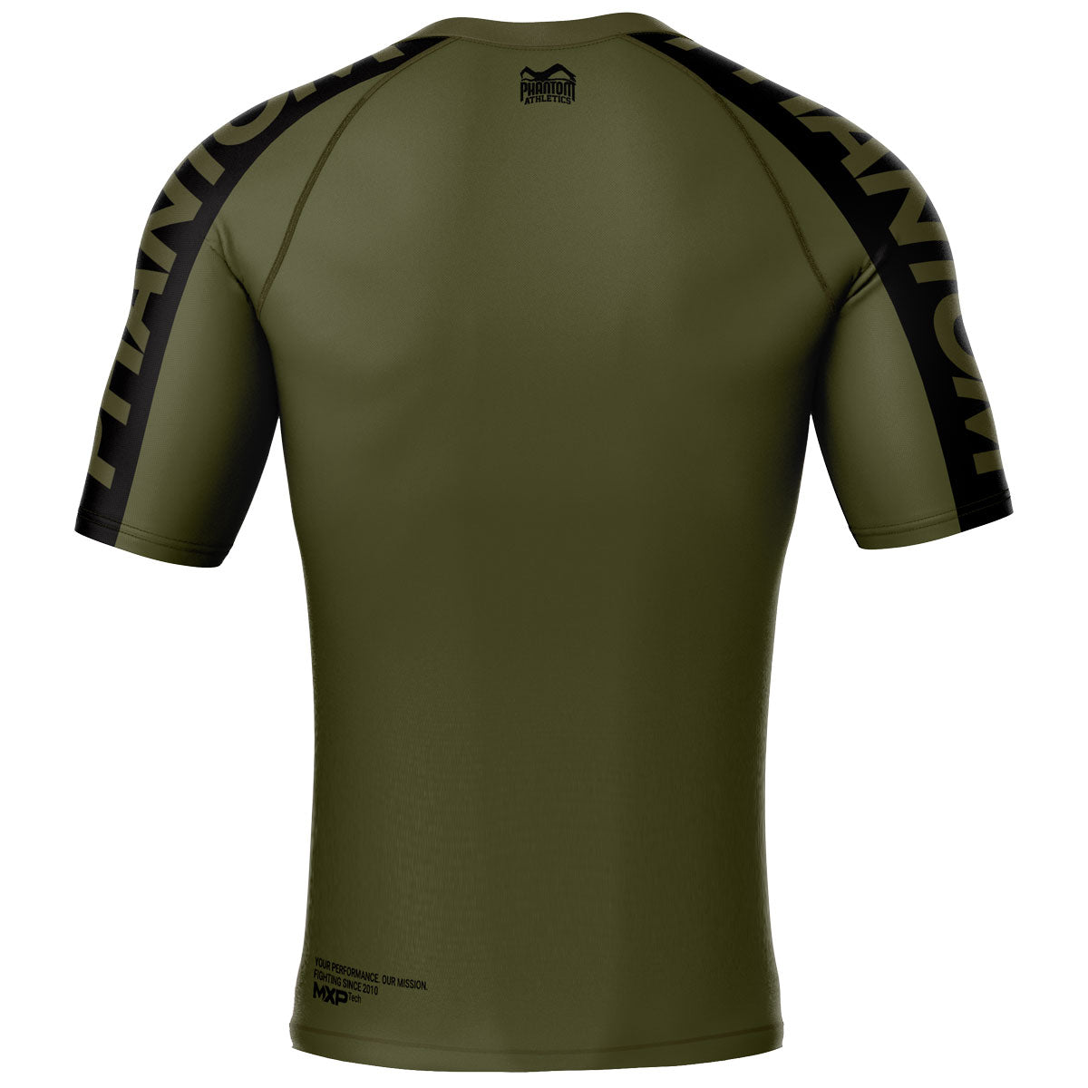 Phantom Rashguard für deinen Kampfsport. Eng anliegendes Kompressionstop für MMA, BJJ, Ringen, Muay Thai und andere Fight Sportarten. Perfekte Verarbeitung, Tragekomfort und Performance. Ideal für Training und Wettkampf. Hier im army grünen Apex Design. 