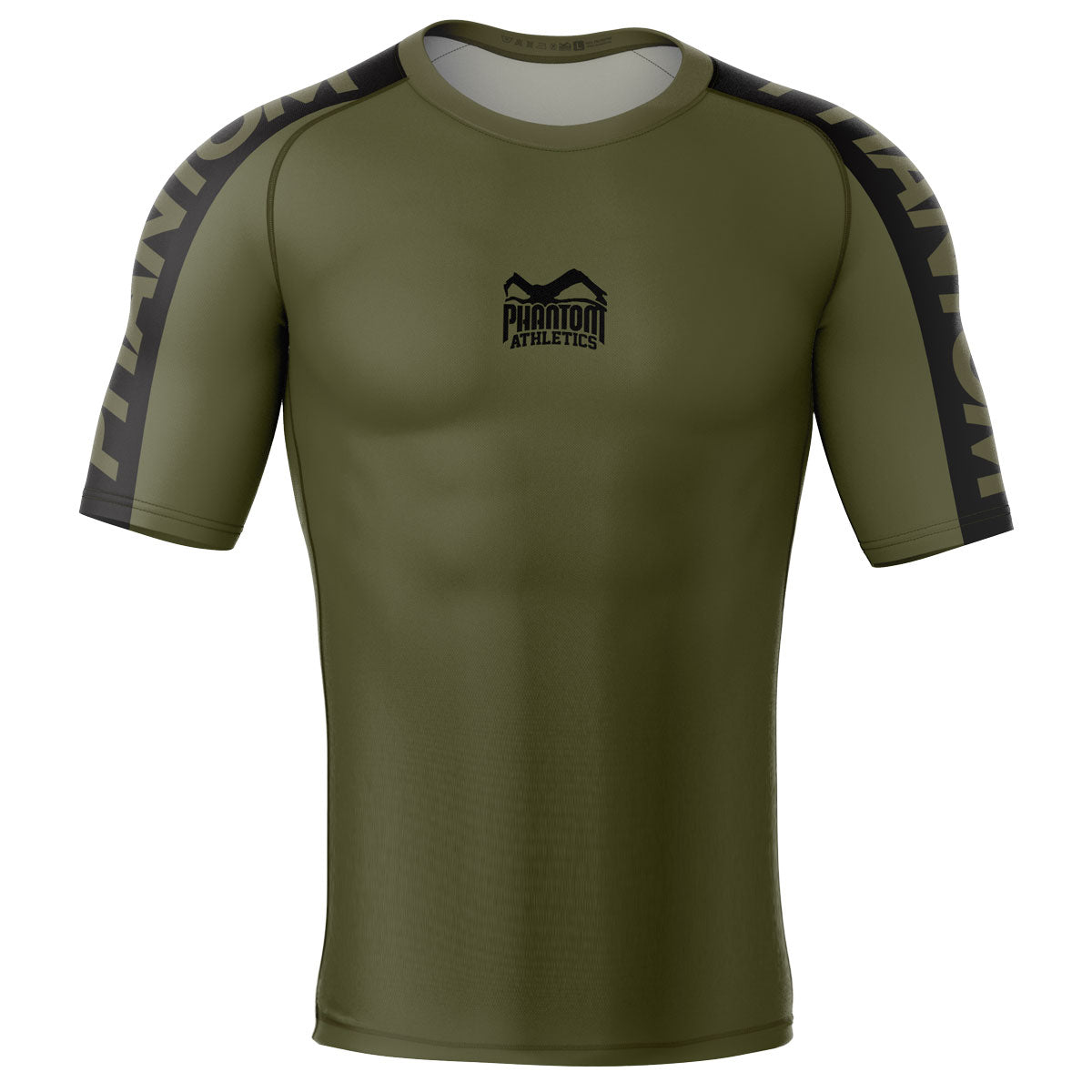 Phantom Rashguard für deinen Kampfsport. Eng anliegendes Kompressionstop für MMA, BJJ, Ringen, Muay Thai und andere Fight Sportarten. Perfekte Verarbeitung, Tragekomfort und Performance. Ideal für Training und Wettkampf. Hier im army grünen Apex Design. 