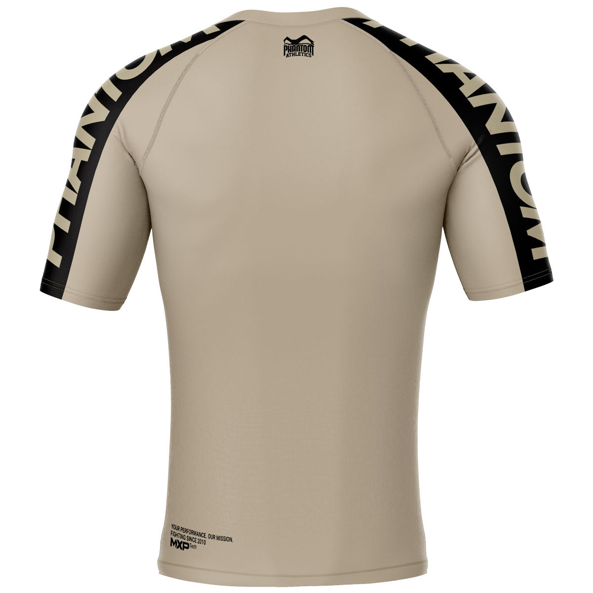 Phantom Rashguard für deinen Kampfsport. Eng anliegendes Kompressionstop für MMA, BJJ, Ringen, Muay Thai und andere Fight Sportarten. Perfekte Verarbeitung, Tragekomfort und Performance. Ideal für Training und Wettkampf. Hier im Sand farbenen Apex Design.