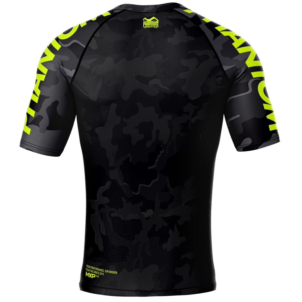 Phantom MMA Rashguard für deinen Kampfsport. Perfekt geeignet für MMA, BJJ, Ringen, Muay Thai und Boxen. Überragende Qualität und Tragekomfort vom Marktführer. Hier im schwarz/neon Camo Look. 