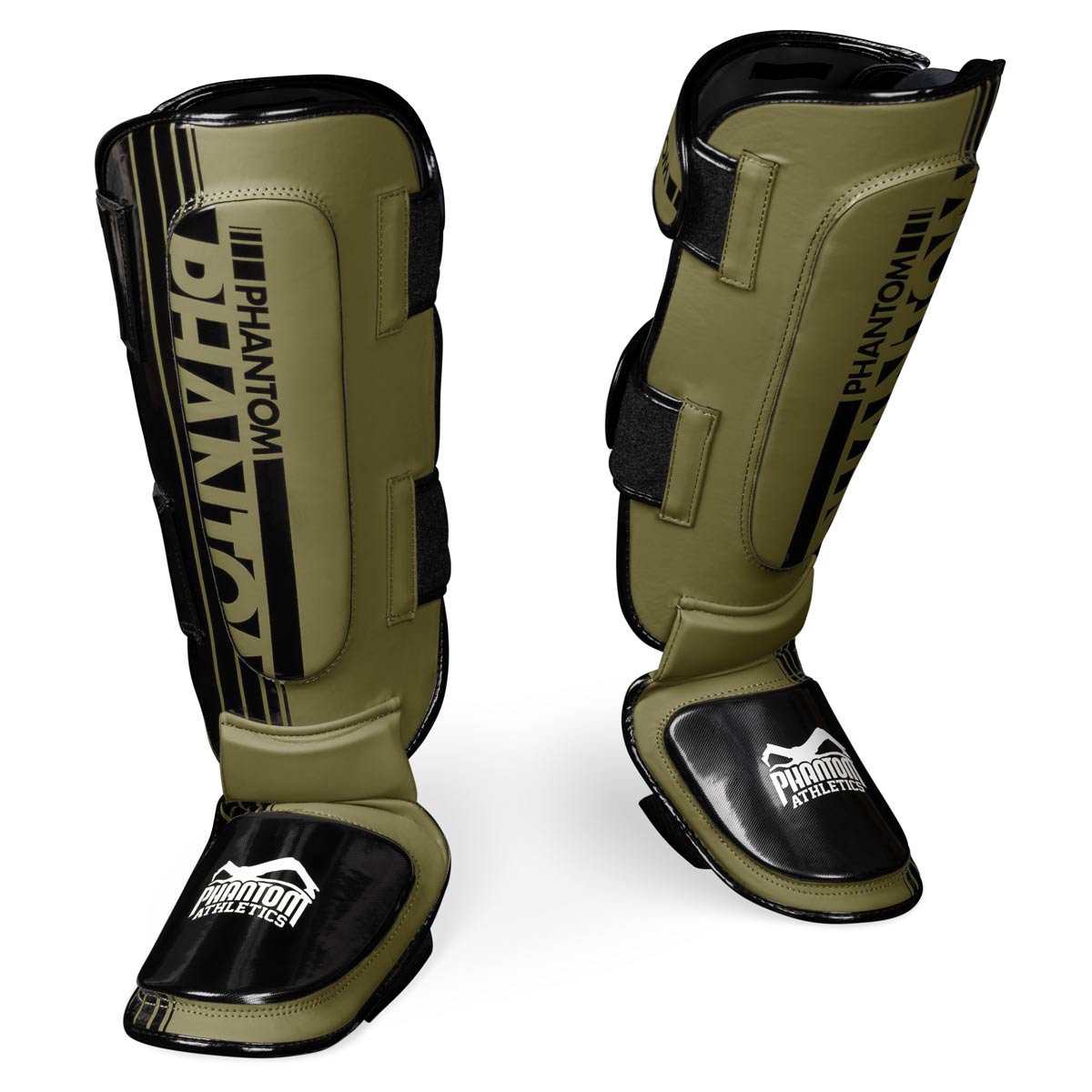 Die Phantom Apex Hybrid Schienbeinschoner für MMA und Muay Thai in der Farbe Army Grün.