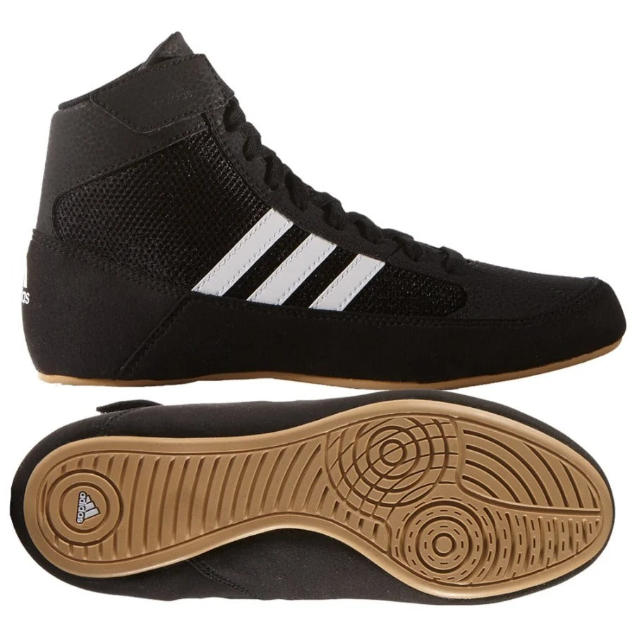 Adidas Havoc Ringerschuhe. Ein schlanker, minimalistischer Ringerschuh mit toller Bodenhaftung und einem extra Klettverschluss am Knöchel um die Schnürung sicher verstaut zu halten. Ideal für Training und Wettkampf. 